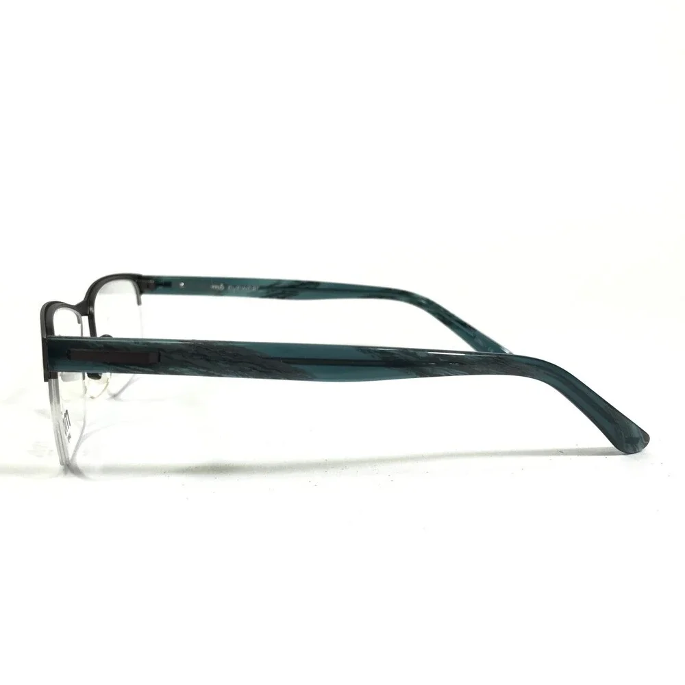 MO Eyewear Eyeglasses Frames UPPER 335NY C Gray Blue Horn Half Rim 53-17-140